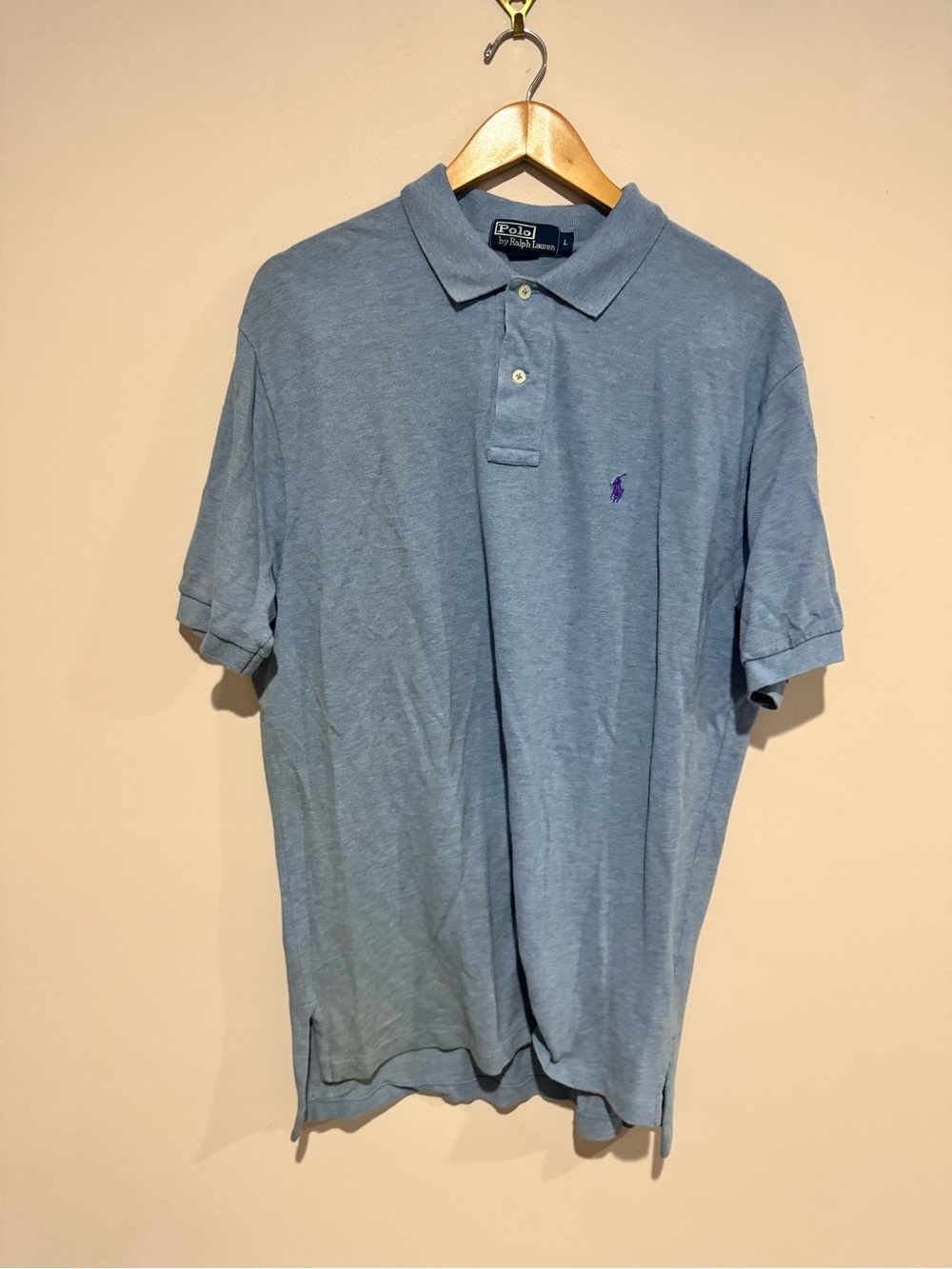 Polo Ralph Lauren Custom Fit Polo Shirt Mens LG Blue Short Sleeve